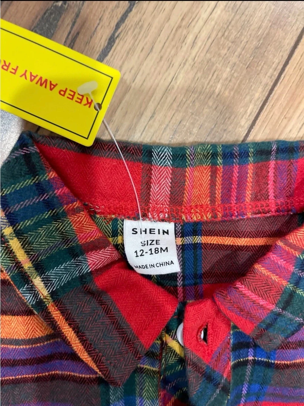 SHEIN Red Multi-Color Plaid Long-Sleeve Baby Bodysuit